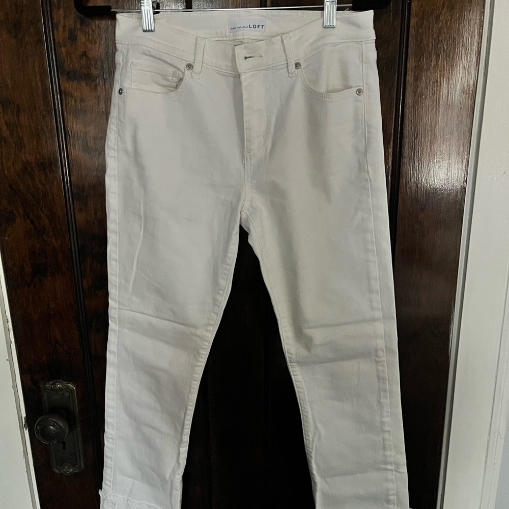 LOFT women's Cream Straight Jeans
